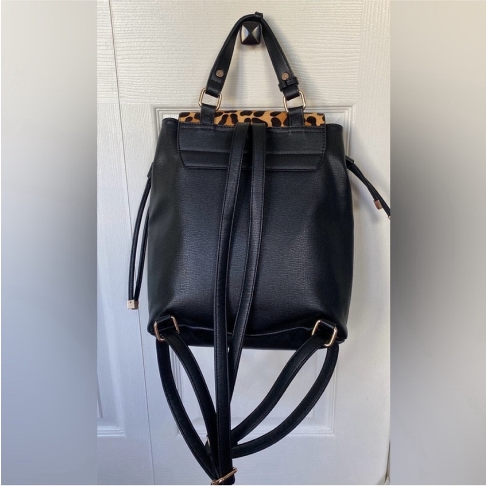 Dune London Backpack Black Leopard Accent - Picture 2 of 14